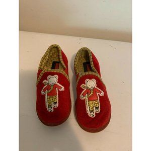 Pirelli Childrens Velvet Slippers Red Rupert Bear Size 11? Vintage 1987 7.125 in